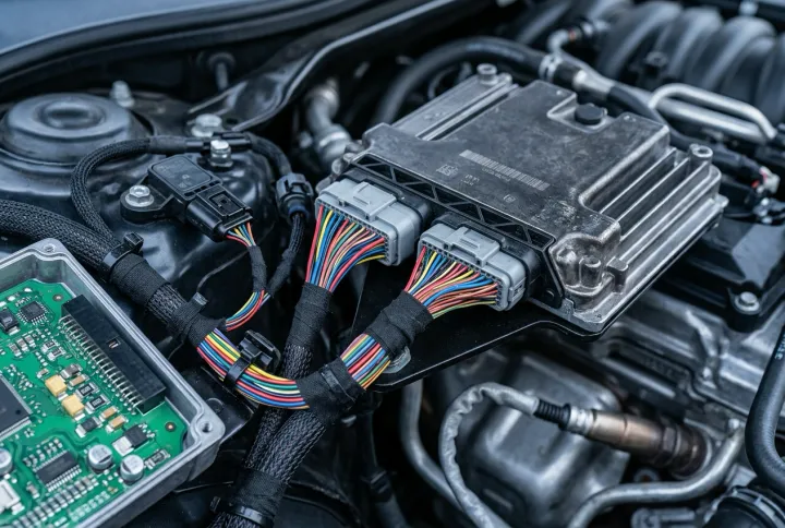 Fine control and signal tails to automotive ECU modules and sensors in small-cross-section thin-wall wire