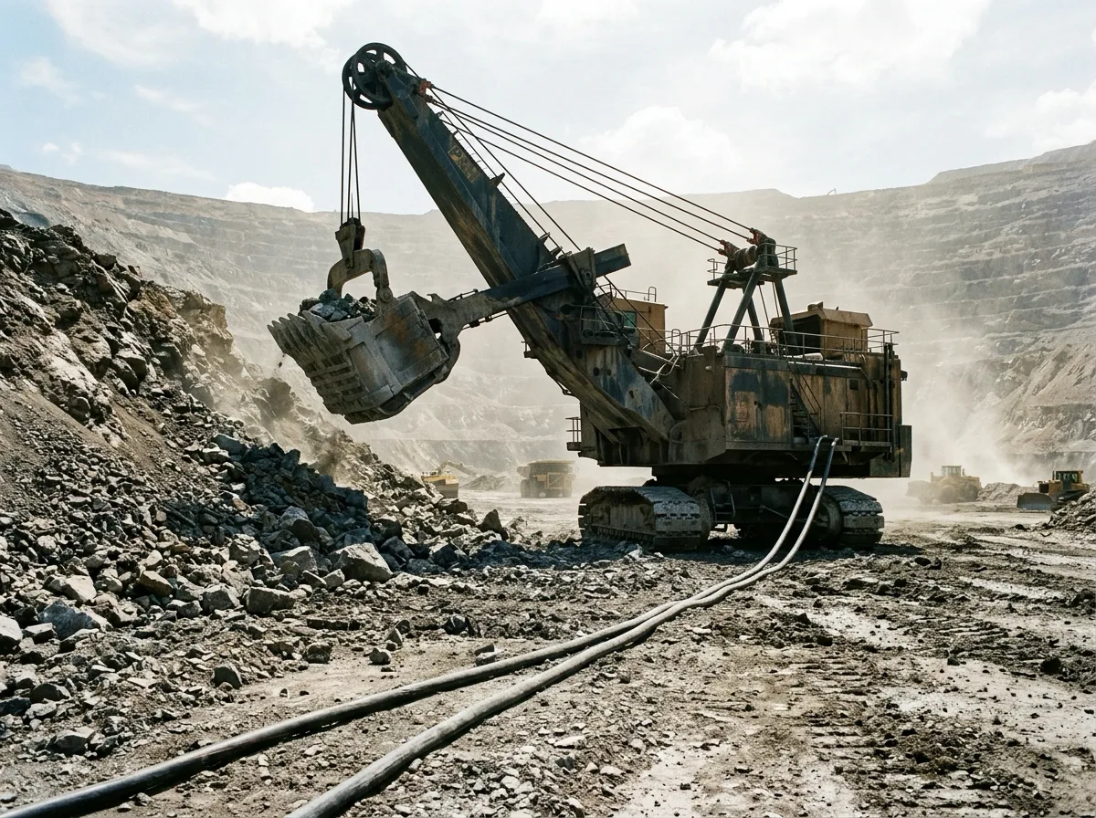 Dragline and rope shovel on medium-voltage supply, trailing a shielded SHD-GC mining cable